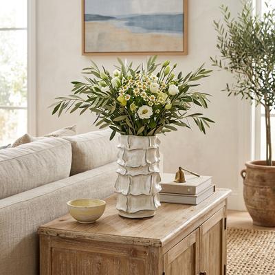 Sagebrook Home Ceramic Decorative Vase Accent Piece Glazed Finish Capri Style