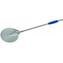 Runde Pizzaschaufel aus Edelstahl, 23 cm, verzinntes Metall zum Backen, Griff 150 cm