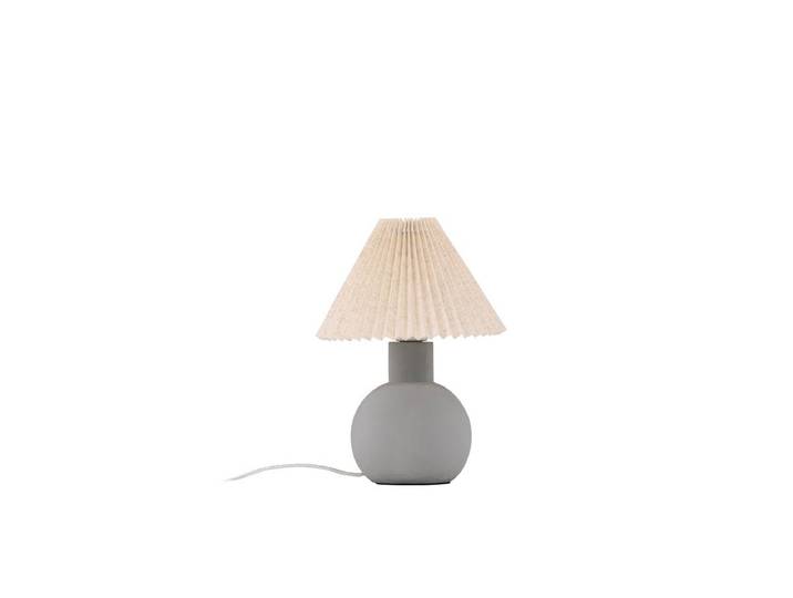 Tischlampe „Marcello“ – Stilvoller Betonsockel mit geriffeltem Lampenschirm - Grau - Luxusbetten24