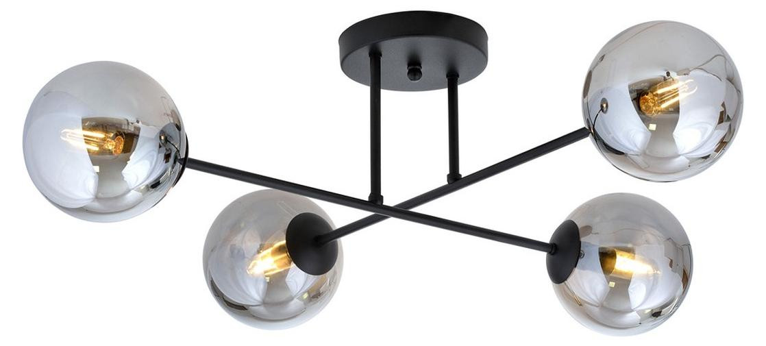 Kendra Home Hanglamp ROMA van zwart staal en grafietglas