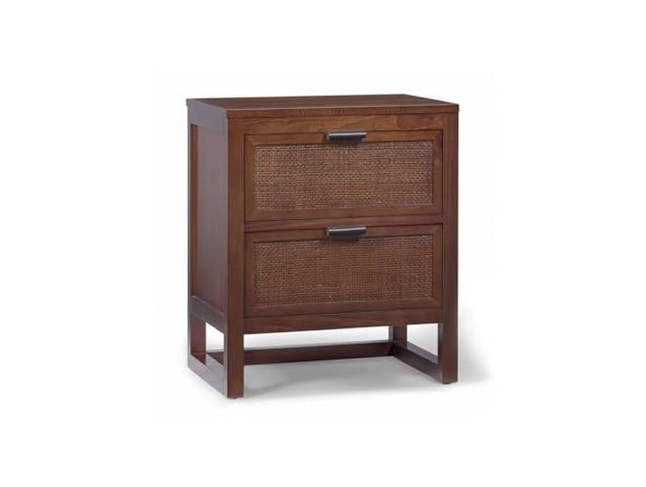 Teamson Home Hatteras Nachttisch, Walnuss 51 cm breit, 2 Schubladen, Rattan