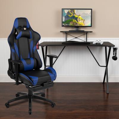 Flash Furniture Gaming Desk & Chair Set with Cup Holder, Headphone Hook, and Monitor Stand