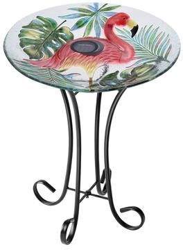 Hi-Line Gift Solar Glass Bird Bath W/Stand