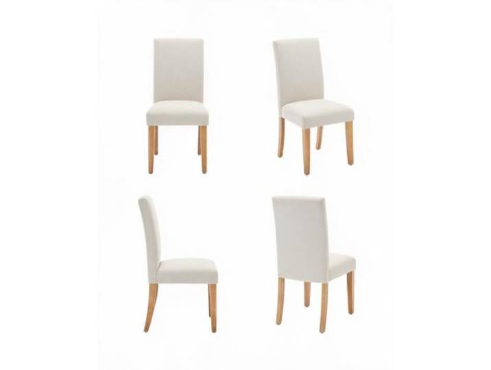 GarveeHome Esszimmerstühle 4er-Set Stoff Kautschukholzbeine Elfenbein Gepolsterte Sitzfläche, Ergonomische Rückenlehne, Stabile Beine, Atmungsaktiv, Küche