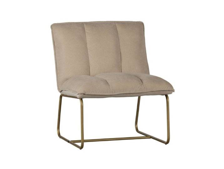 Fauteuil Salon - Meubles&Design - Fauteuil en tissu côtelé beige pieds métal doré EDWARD
