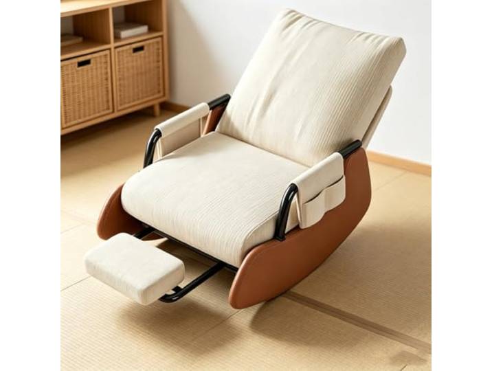 Fernsehsessel Relax mit Stabiler Schaukelbasis Schaukelnder Komfortsessel mit tiefer Sitzfläche 60x60cm und Rückenunterstützung für Lesestunden.
