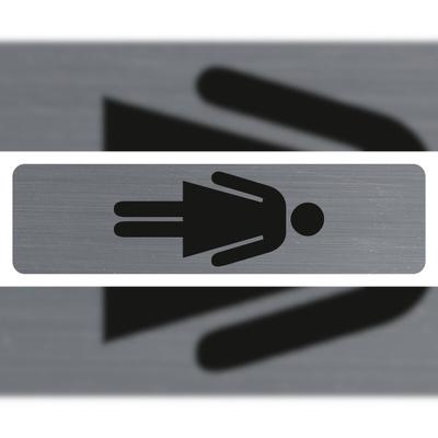 Exacompta 67168E 1x Hinweisschild selbstklebend, Aluminiumoptik, vertikal, Damen 16,5x4,4 cm - Grau