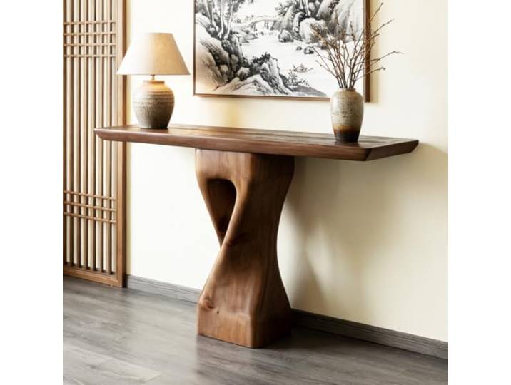 HLDJYLZS Wabi Sabi Massivholz Konsolentisch, Schmaler Eingangstisch Massivholz, Wabi Sabi Design, schmale Bauweise, Konsolentisch für Flur, Eingang, Wohnzimmer und Dekoration