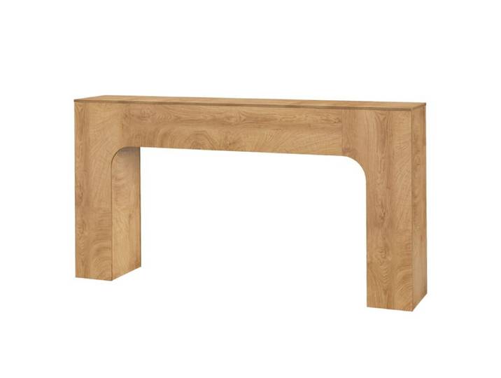 KOIOPLIE Console d'entrée style farmhouse 160 cm table console étroite - effet chêne foncé à veinage marqué - Annual Ring Oak Color