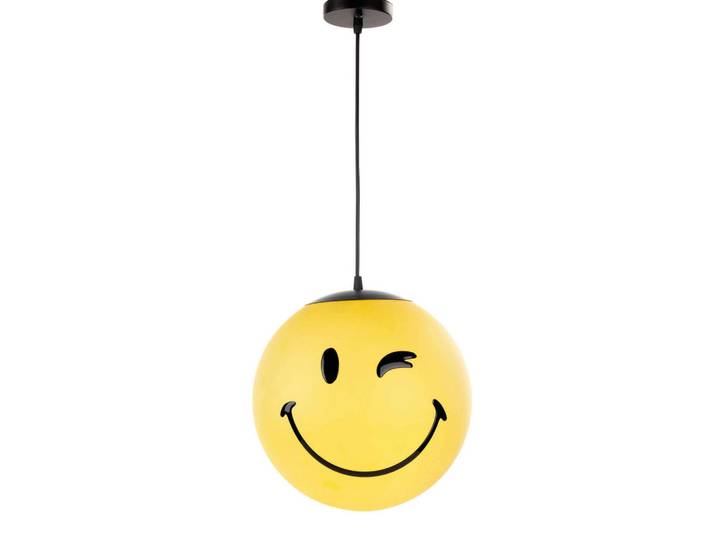 Kinderhängeleuchte 2001 Smiley, Hellgelb, Kunststoff, rund, 30x125x30 cm, Eec, ohne Chemie, Lampen & Leuchten, Innenbeleuchtung, Kinderzimmerlampen, Kinderhängeleuchten