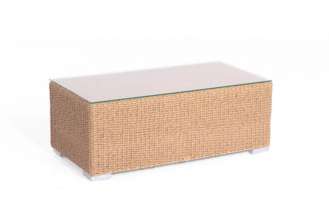 MUESING Lounge-Tisch Residence 120 x 60 cm PE-Ku nststoffgeflecht Hyazinthoptik inkl. Gla 16906083