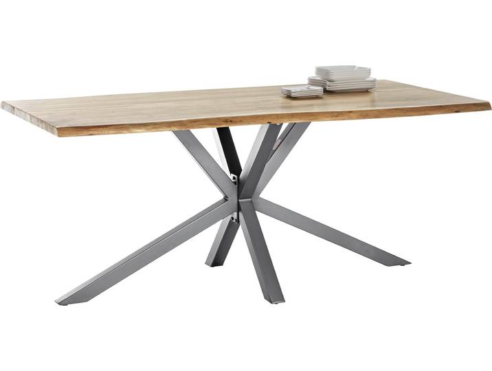 Baumkantentisch, Akazie, Natur & Antiksilber, 240×100 cm, Klassisch, SIT-Möbel