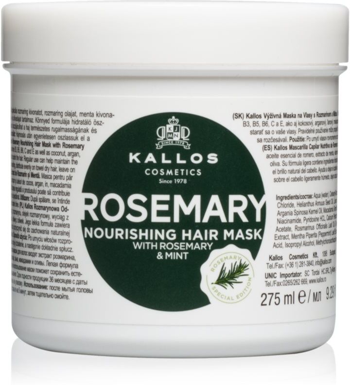 Kallos KJMN Professional Rosemary masque cheveux 275 ml