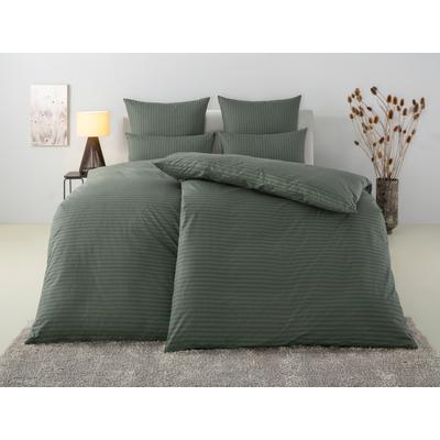Bettwäsche BRUNO BANANI "Jassen mit feinen Querstreifen", grau (grün, anthrazit), B/L: 135cm x 200cm, 1 Stk., 1 Stk., Renforcé, B/L: 40cm x 80cm, 2 Stk., Renforcé, Obermaterial: 100% Baumwolle, Bettwäsche, Bettwäsche, moderne Streifen-Bettwäsche,...
