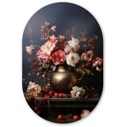 WANDBILD Stilleben - Blumen - Rosen - Blumenstrauß - Vase Wanddeko Schlafzimmer 60x90 cm