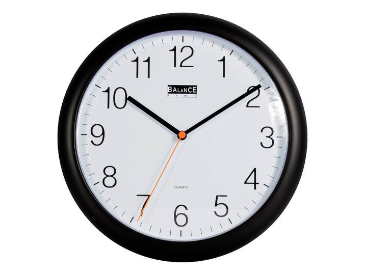 Wanduhr Bidon Kunststoffgehäuse Ø 25cm Schwarz/Schwarz