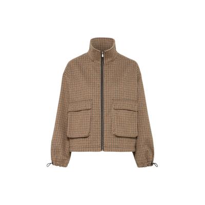 Wintermantel ICHI "Damen Jacke IHESOLU", Damen, Gr. 42, braun (braun check), Obermaterial: 100% Polyester PES., Mäntel Wintermantel