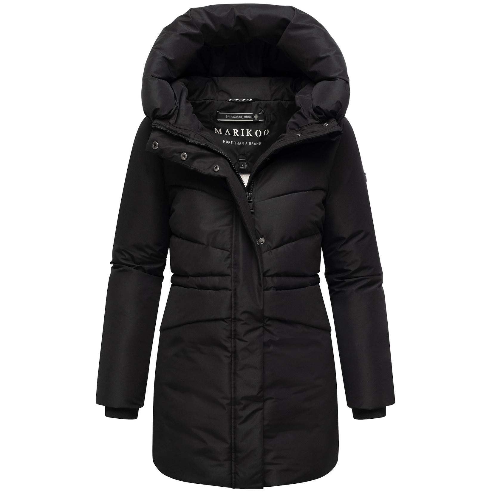 MARIKOO Damen Winter Steppjacke gesteppt warm Winterjacke, Outdoor, Kapuze, Fleece, gefüttert, Kragen, figurbetont Delilah