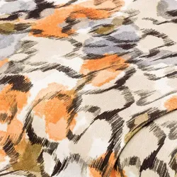 Baumwoll-Twill "Blumen", braun/grau