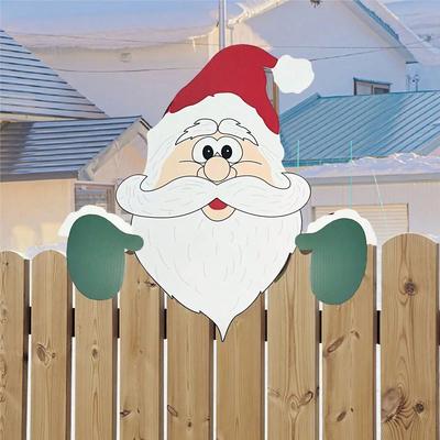 Uplift Treasures Santa Claus Fence Peeker Christmas Yard Decoration green