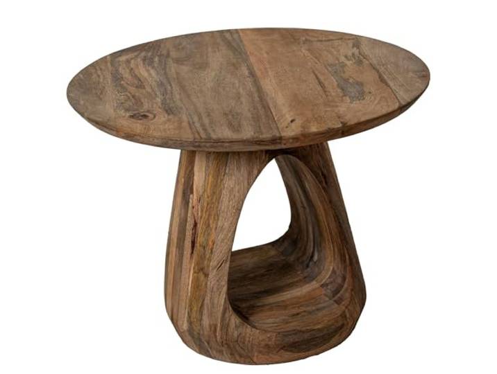DRW Beistelltisch aus Holz mit Basis in Natur, 60 x 60 x 45 cm