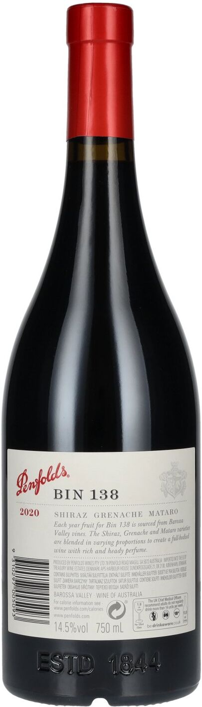Penfolds BIN 138 Shiraz Grenache Mataro 2020 14,5% Vol. 0,75l