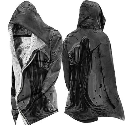 Herren Wintermantel Fleecejacke Jacke Freizeitskleidung Urlaub Fleece-Futter Mit Taschen Bedruckt Vordertasche Herbst Winter Grafik-Drucke Strassenmode Brautkleider schlicht Kapuzenpullover Standard