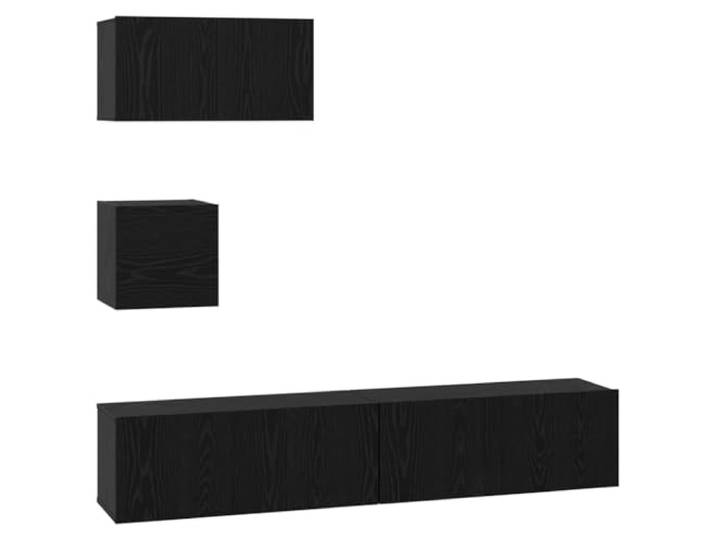 LMTYOENFG TV-Schrank Set 4-teilig Wandboard Schwarz Eichen-Optik Wandhängendes Lowboard Set für das Wohnzimmer. Vier Module bieten flexiblen Stauraum für Ihre Unterhaltungselektronik.