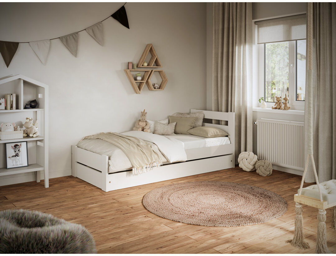 Harriet Bee Imasdun European Toddler (80 X 160cm) Cabin Bed with Storage Included White 90 x 180 cm