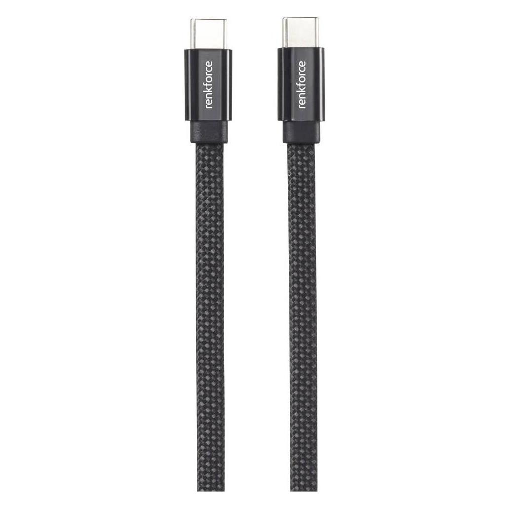Renkforce Magnetisches Flachkabel mit USB-C USB-C Stecker, 1.5 M Länge, aufwickelbar (1.50 m, USB 2.0, 60 W) (RF-6871990)