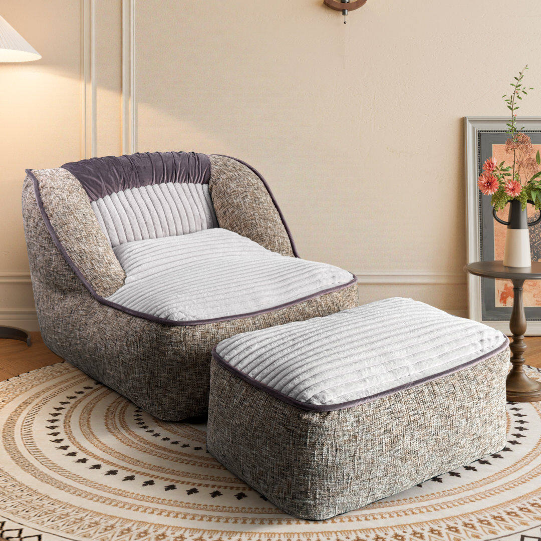 WOWMAX Bean Bag Chair Set Beige Medium