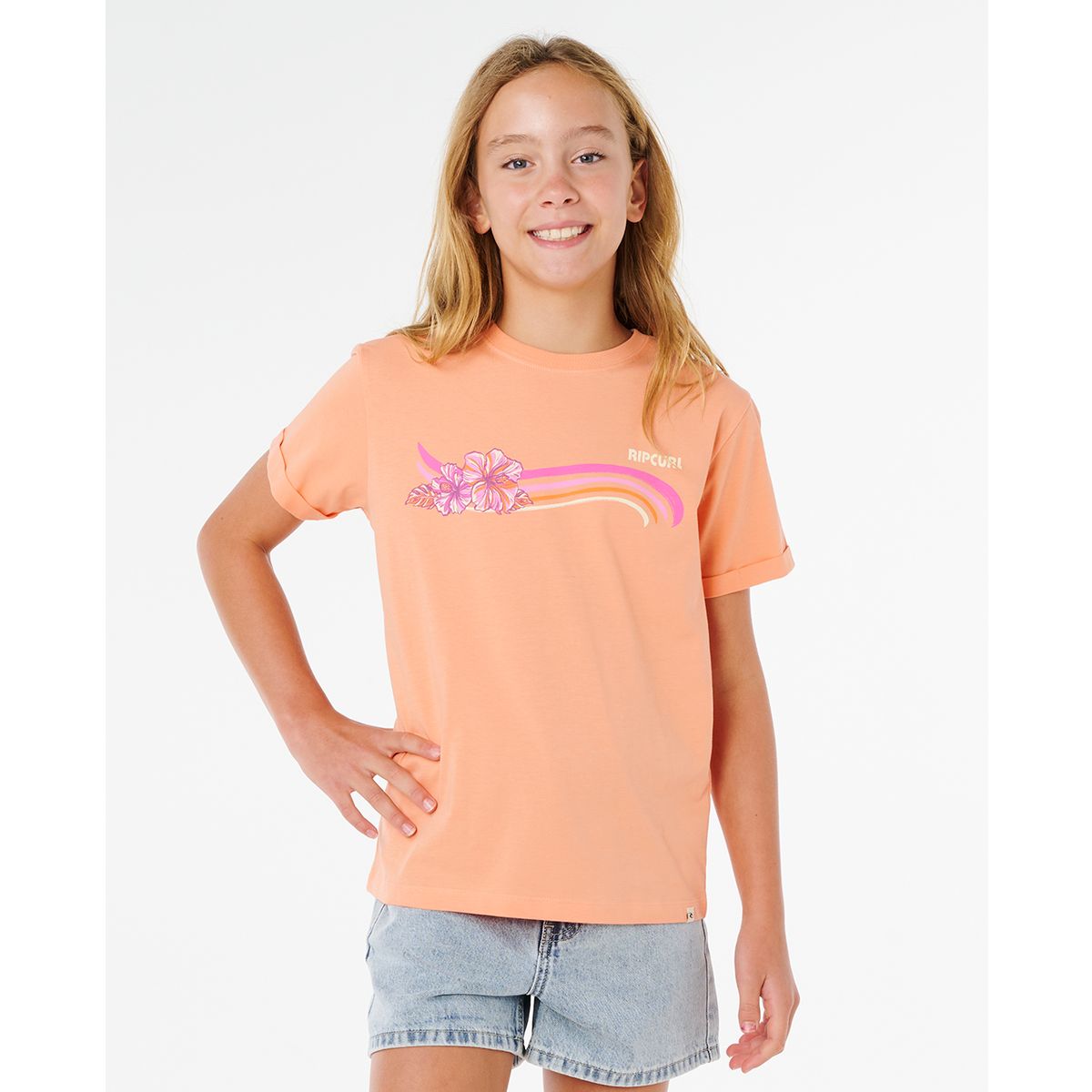 RipCurl Molokaï Crew Tee-girl salmon (0130) 10 06JGTE-0130-10