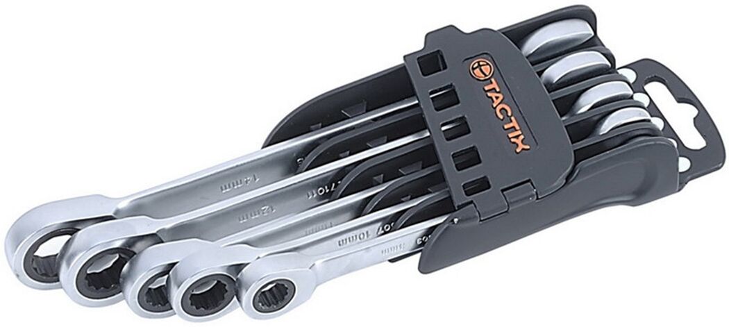 TACTIX Juego 5 Llaves Combinadas de Carraca. Acero