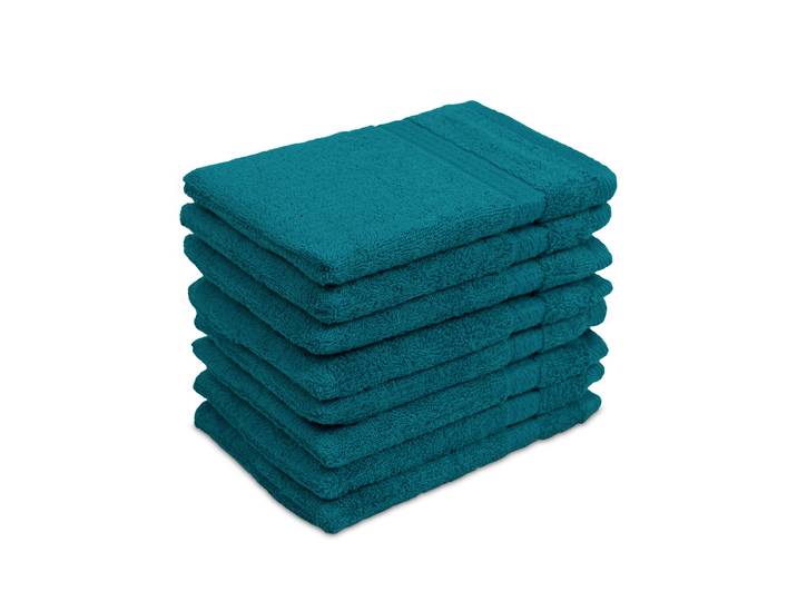 8er-Set Waschhandschuhe aus 100% Baumwolle, Waschlappen mit Schlaufe, petrol