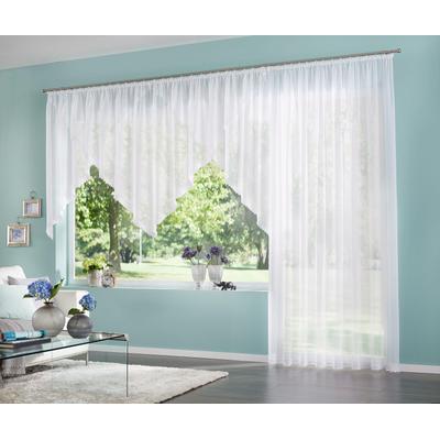 Gardine OTTO HOME "Missy, 1 Stück, Kräuselband, transparent" Gr. 1, weiß, B:300cm H:100cm, Polyester, Polyester, Gardinen, Fertiggardine Langstore Gardinenstore Gardine Fertigstore, Vorhang, Fertiggardine, Store, transparent