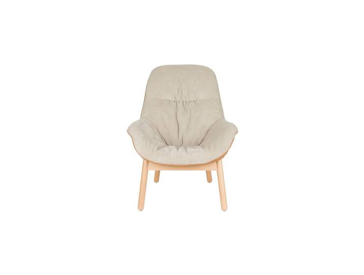 Fauteuil en bois de hêtre beige Duke