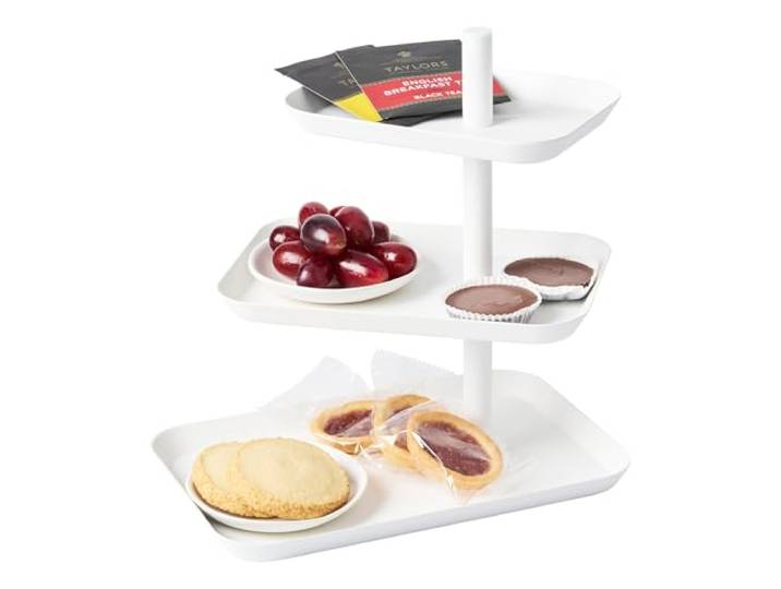 Yamazaki Tower 3-stöckige Etagere mit drehbaren Ablagen, weiß