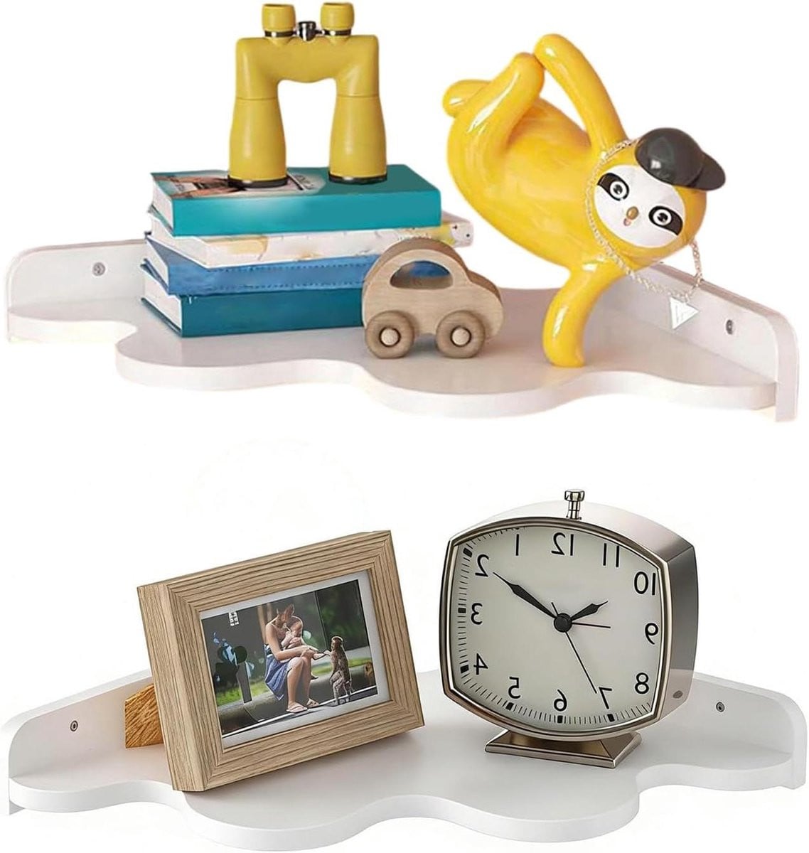 Set van 2 veelkleurige zwevende hoekplanken voor decoratieve wandopslag