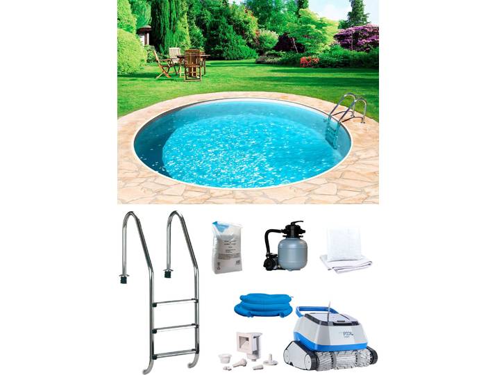 Rundpool MY POOL BWT POWER , weiß, H:150cm Ø:450cm, Schwimmbecken, Rundpool, inkl. Poolroboter POWER ONE4ALL