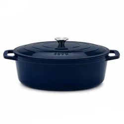 La Fonderie 1890 Runder Schmortopf ALMA36 aus emailliertem Gusseisen 36 cm, Fassungsvermögen 7,7 L, Marineblau