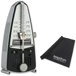 Wittner Metronom 838 Taktell Piccolo mechanisch silberfarben mit Tuch (Metronom), Zubehör Instrumente, Silber