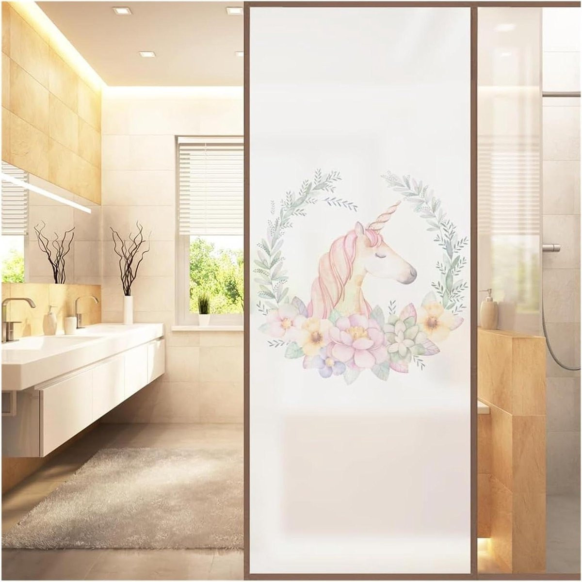 Raamfolie Glas Privacyfolie Decoratief Roze Bloem - 45 x 58 cm