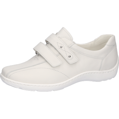 Klettschuh WALDLÄUFER "Henni", Damen, Gr. 6,5, Leder Textil, weiß, Nappaleder, Schuhe Klettschuh, Bequemschuh, Slipper mit abgepolstertem Schaftrand und Komfortweite H