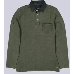 engbers Herren Poloshirt langarm Grün regular uni Kent-Kragen - XL