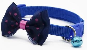 Snug & Styled Chic Adjustable Pet Bow Collar With Bell Stylish Cat & Dog Accessory blue