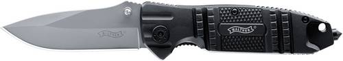 Walther Outdoormesser Silver TacKnife STK 5.0717 mit Holster, mit Fangriemen, mit Clip Schwarz