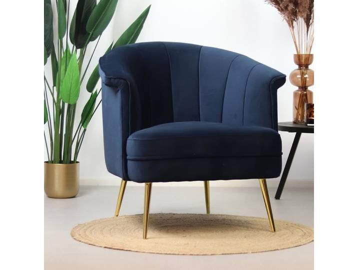 Amy Fauteuil Industriel Bleu Velours