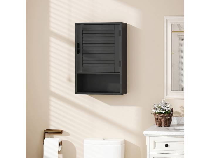 HOMCOM Meuble Mural Salle de Bain Noir 40x20x60 cm