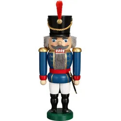 Seiffener Volkskunst Nussknacker Husar blau Höhe 28 cm