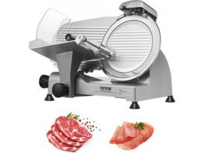 VEVOR Kommerzieller Fleischschneider Allesschneider 340 W, Elektrische Aufschnittmaschine Lebensmittelschneider mit 25,4 cm-Kohlenstoffstahlklinge, 0–15 mm Einstellbare Dicke für Fleisch, Käse, Gemüse